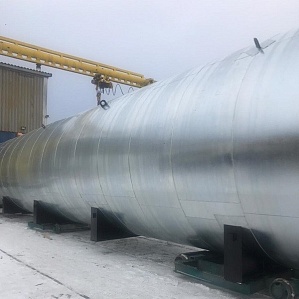 Резервуар горизонтальный стальной подземный объемом 100 м3 типа РГСП 100